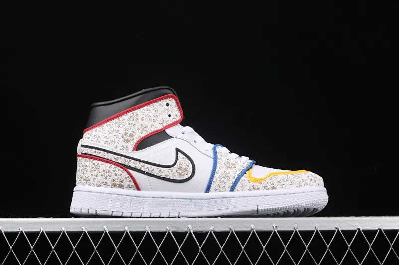 All categories Air Jordan Jordan series basketball shoes Air Jordan 1 Mid The Shoe Surgeon x Air Jordan 1 "Day of the Dead" AJ1 Joe 1 Day of the Dead retro high-top versatile cultural basketball shoes BQ6827-100